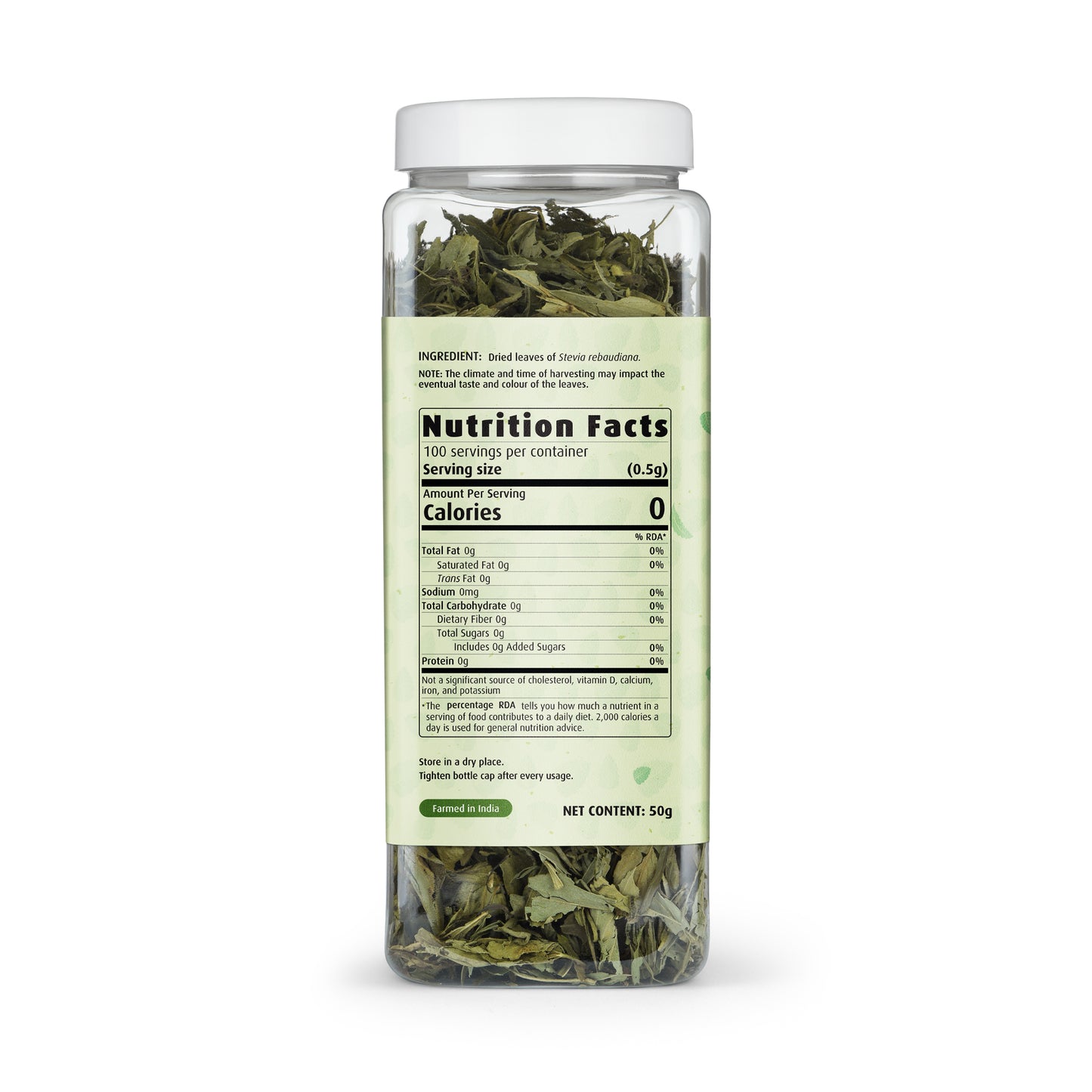 Ecoheal Whole Dry Stevia Leaf - 50 g