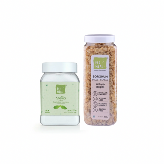 Ecoheal Stevia Powder - 175 g + Sorghum Millet Flakes - 300 g (Combo)