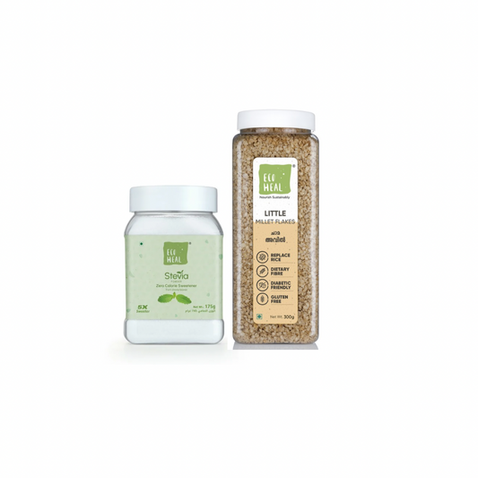 Ecoheal Stevia Powder - 175 g + Little Millet Flakes - 300 g (Combo)