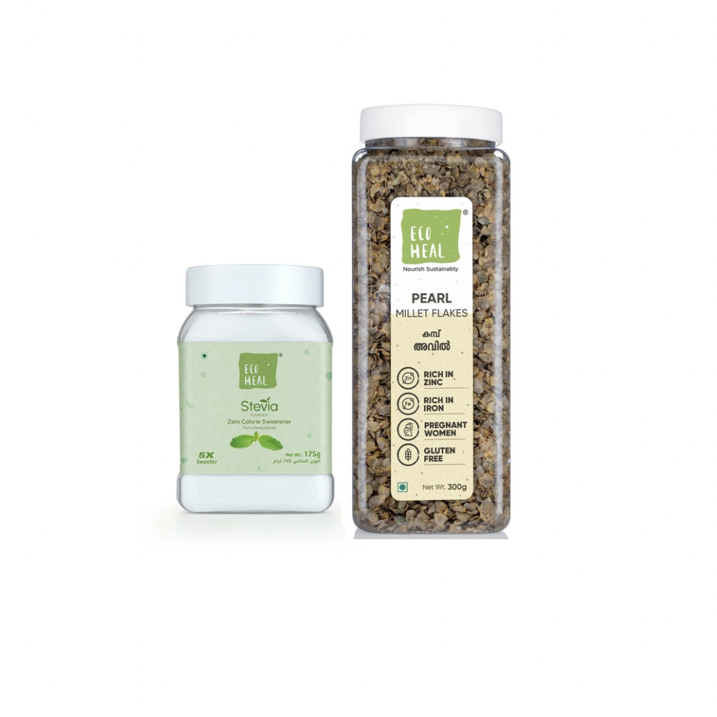 Ecoheal Stevia Powder - 175 g + Pearl Millet Flakes - 300 g (Combo)