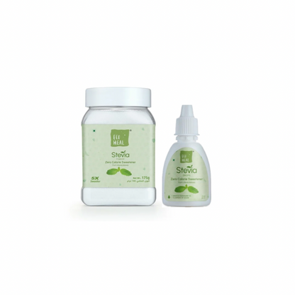 Ecoheal Stevia Powder - 175 g + Stevia Drops - 15 ml (Combo)