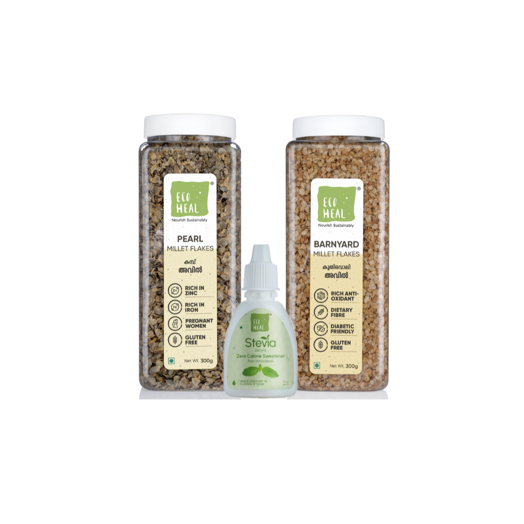 Breakfast Combo – Pearl & Barnyard Millet Flakes with Stevia Drops
