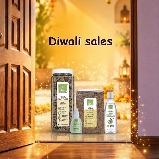 Healthy Diwali Combo – Stevia Drops, Virgin Coconut Oil, Pearl Millet Flakes & Kodo Millet